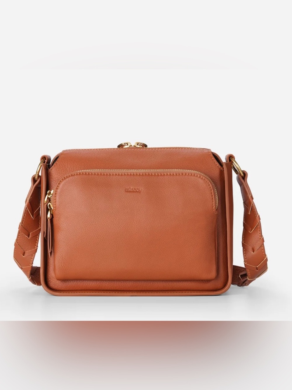Minooy Hebe leather bag with detachable shoulder strap caramel